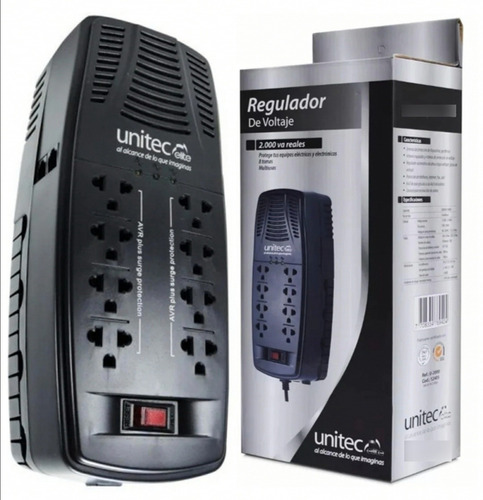 Regulador De Voltaje Automático Unitec 8 Tomas 2000va /1000w