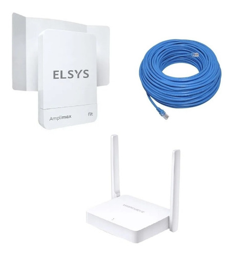  Elsys Modem Roteador 2g 3g 4g Fit Eprl18 Internet Rural Kit Completo Branco