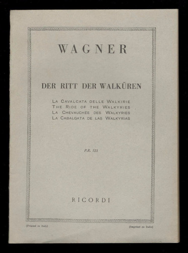 Partitura Bolsillo - Wagner - La Cabalgata De Las Walkyrias