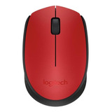 Mouse Inalámbrico Logitech M170 Rojo Y Negro Comodo Portable