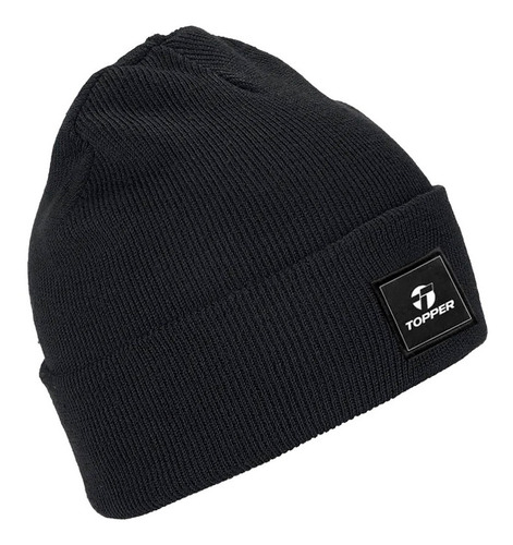 Gorro De Lana Acrílico Topper Beanie Logo Original Negro