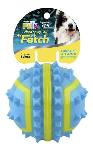 Juguete Pelota Spiky Fetch Grande Para Perro Fancy Pets Color Azul/amarillo