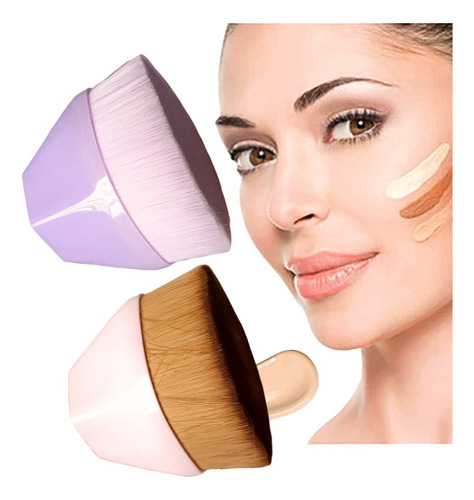 Brocha Plana Hexagonal Base Polvo Crema Maquillaje Cepillo