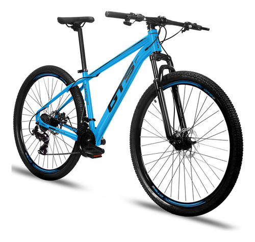 Mountain Bike Gts Feel Fuzzi Aro 29 17  21v Freios De Disco Mecânico Câmbios Shimano Cor Azul-celeste/preto