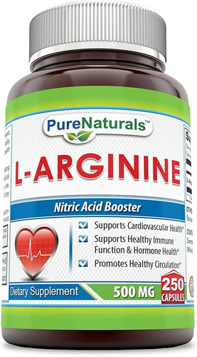 Pure Naturals L-arginina 500 Mg Cápsulas, Apoya La Salud Ca