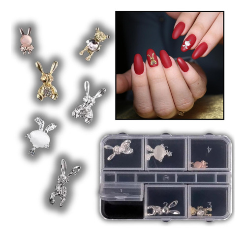 Decoracion Accesorios Uñas Conejos City Girl Nail Art 6u