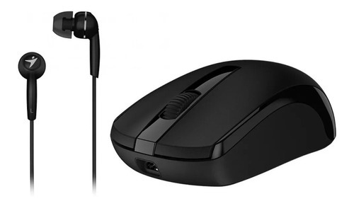 Mouse + Auricular Recargable Wireless Genius Mh-8100 1600dpi Color Negro