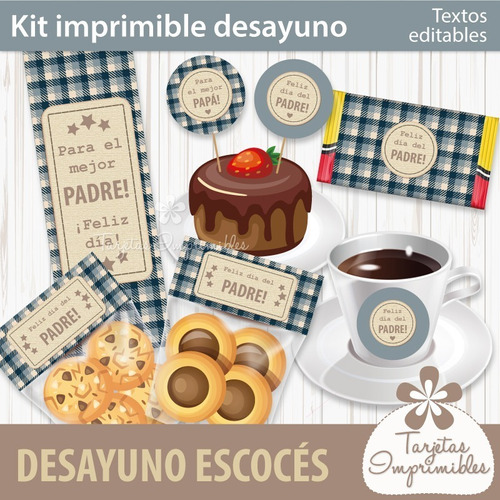 Kit Imprimible Desayuno Dia Del Padre Escocés Editable