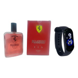 Perfume Ferrari Red Scuderia - 100 Ml + Relógio Led Digital