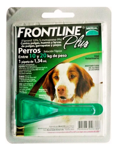 Frontline Plus Pipeta Pulga Y Garrapata Perro De 10 A 20 Kg