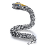 Pulsera De Serpiente Real Hecha A Mano De Plata 925 18 Cm