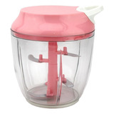 Processador Alimentos Manual Alho 5 Lâminas 900ml Rosa