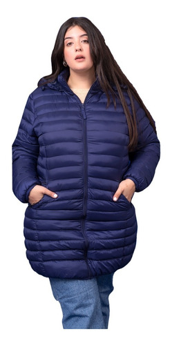 Campera Larga Con Abrigo Impermeable Talles Grandes Mujer 