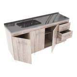 Mueble Cocina Bajo Mesada 1.60 + Mesada Inox Bacha Lateral