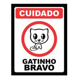 Placa Decorativa Cuidado Gatinho Bravo Legiao Nerd Gato