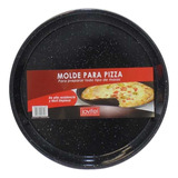 Pizzera Enlozada Jovifel 34cm Vitrificada Color Negro