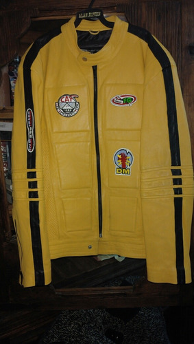 Kill Bill Chamarra Piel Biker Moto Hombre Xl Amarilla Heron