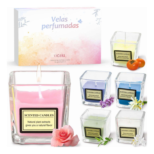 6 Piezas Velas De Aromáticas De Cera De Soja De Romántic