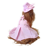 Roupa Pet Sobretudo Vestido Com Chapéu Rosa Cão E Gato