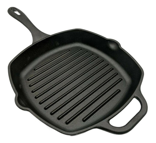 Sartén De Hierro Cuadrada Tipo Grill Con Mango 25x25cm Curado