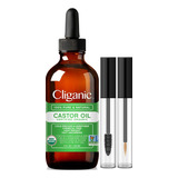 Cliganic Aceite De Ricino Orgánico, 100% Puro (4oz Con Kit.