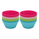 Kit Com 24 Forminhas Silicone Para Muffins Cupcake Ovo Pochê