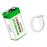 01 Bateria 9v 12800mah Kedanone Recarregável + Cabo Tipo C