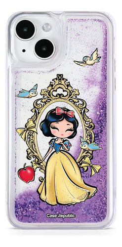 Funda Celular Para iPhone Blanca Nieves Disney Glitter Liqui