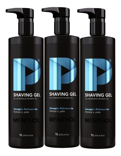 Shaving Gel De Barbear Play Menthol 1kg Shaver Pacote 3 Unid