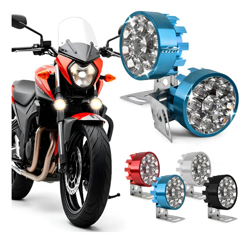 Mini Faro 9 Led Redondo Luz Fija Estrobo Moto 3puLG 2 Piezas