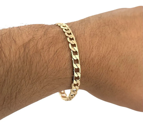 Esclava Pulso Barbada Calidad Premium Chapa De Oro 18k