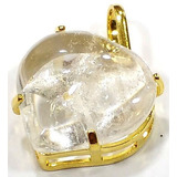 Pingente Coração Pedra Cristal De Quartzo 2cm Folheado Ouro
