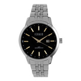 Reloj Feraud Hombre Acero Con Dorado Fecha 50mts F5575gslnd