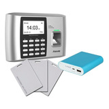 Reloj Control Horario Biometrico +bateria+25 Tarjetas Color Gris