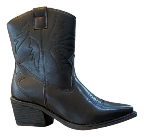 Bota Texana Mujer Corta Bordado Taco