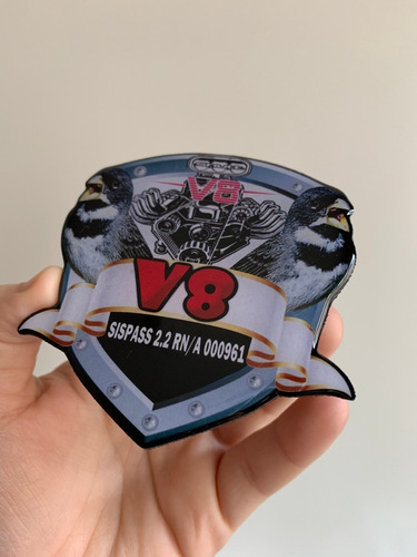 Plaquinha Para Gaiola De Pássaros Torneio Coleiro V8 Emblema