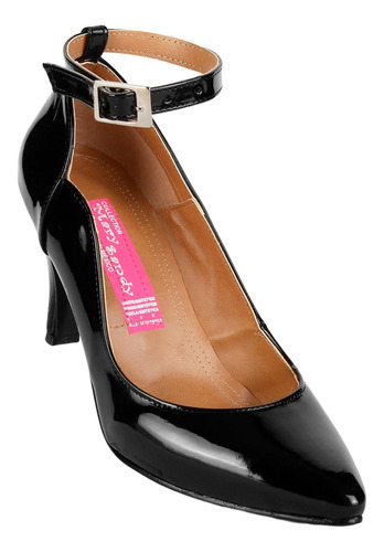 Zapatilla Tacón Mujer Negro Tipo Charol Mary Sandy 11203800