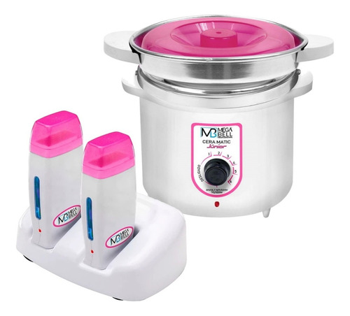 Termocera 400g + Base Dupla + 2 Rollon Panela Depilação Rosa