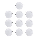 Pack 10 Foco Panel Plafón Led Embutido Redondo 12w Calida