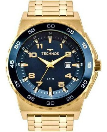 Relógio Technos Masculino Performance Racer 2115mqls/4a Correia Dourado Bisel Dourado Fundo Dourado