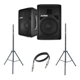 Kit Caixa De Som Ativa Passiva 500w Rms + 2 Tripe + Cabo 10m