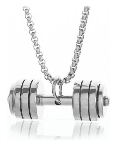 Collar Cadena Con Mancuerna De Acero Inox Regalo Hombres