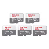 Kit 5 Micro Sd 128gb 100mb/s Sandisk Ótima Para Camêra Espiã