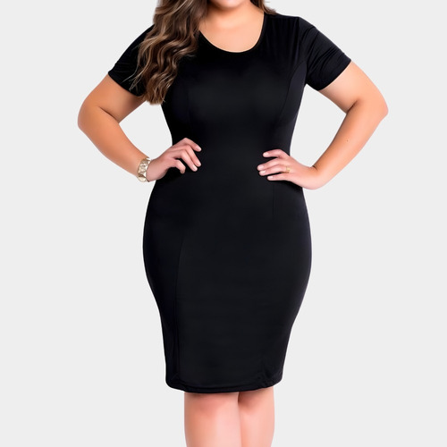 Vestido Midi Moda Evangélica Tubinho Plus Size Mais Elegante