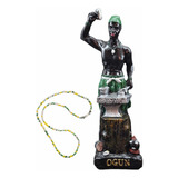 Figura Orisha Ogun Santeria 30 Cm En Resina Fina + Collar 