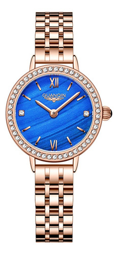 Reloj De Cuarzo Para Mujer, Verde Dorado Con Diamantes