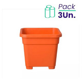 Pack X3u Maceta Plástica Macetero Versalles Bebé Jardinería Color Naranja