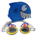 Set De Natación Niños Gafas Figuras + Gorro Pez Silicona