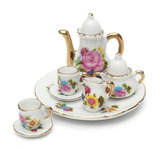 Kiwarm 8 Unids/set Miniaturas Porcelana Tetera Vintage Café