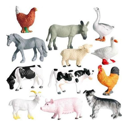 3x Farm Animasl Model Set Plástico Perro Caballo Pollo
